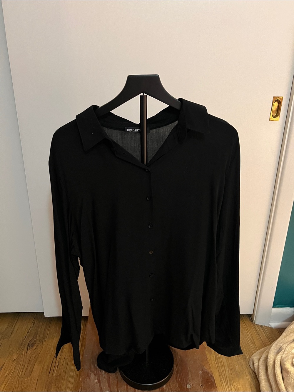 Black Button-Down Shirt with Classic Collar